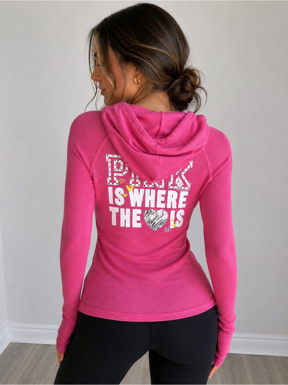 PINK Victoria’s Secret Y2K Thermal Hoodie Top size S - Picture 2 of 12
